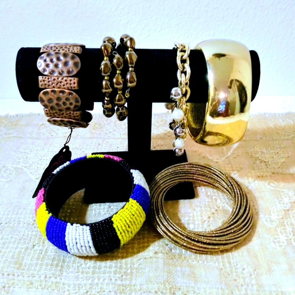 Lot of 6 Assorted Bracelets Eclectic Costume Jewelry Fashion Adornment Fun